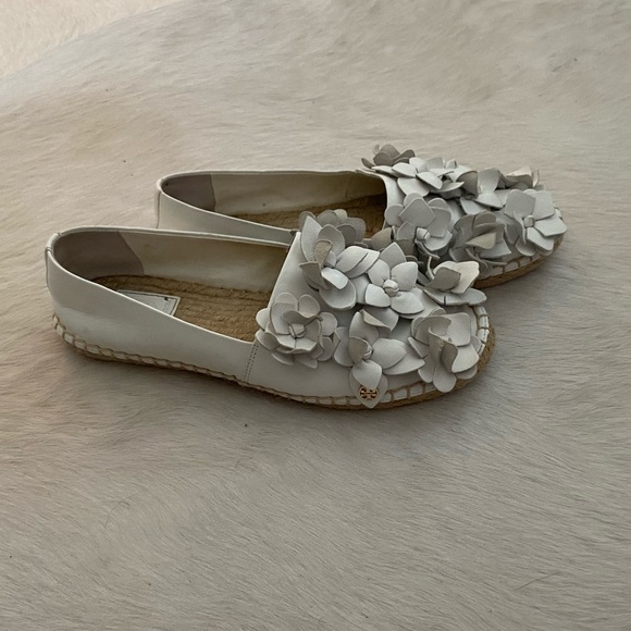 Tory Burch Flower Leather Espadrilles
